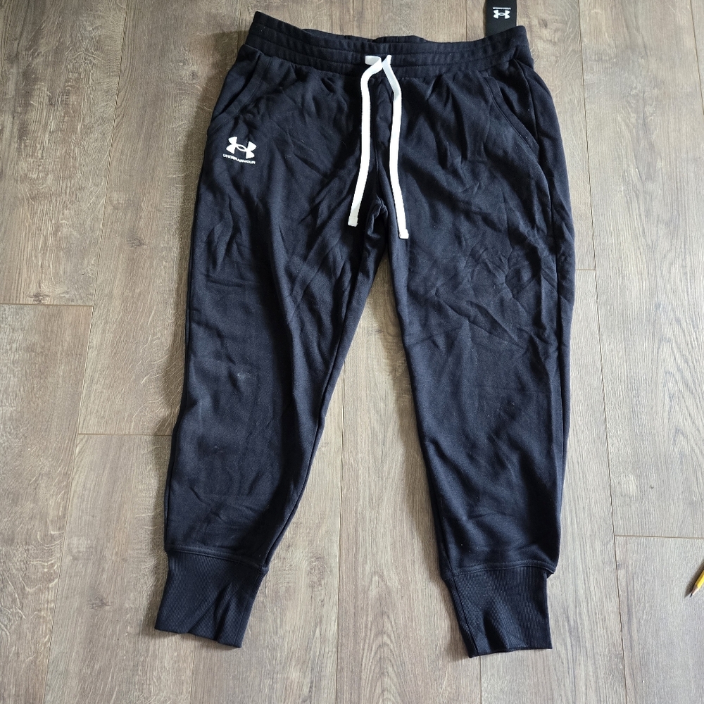 Under Armour Black Fleece Pants Womens Xl Nwt Joggers New Sweatpants